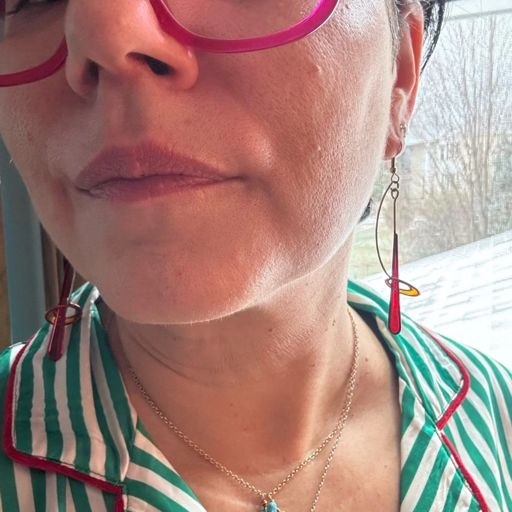 Super Fun Aluminum and Glass Artisan Earrings - Picture 4 of 4